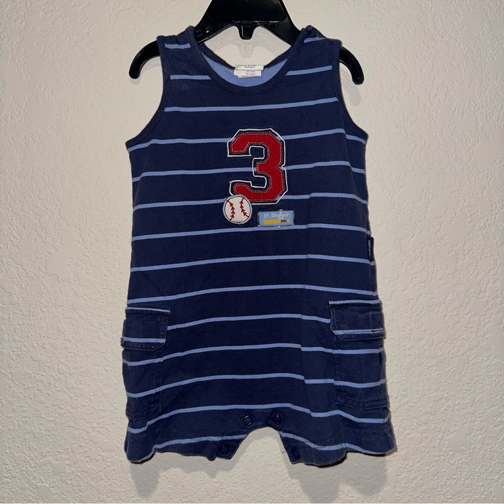 Vintage Carters Kids Baseball Tank Romper 12-18 Months